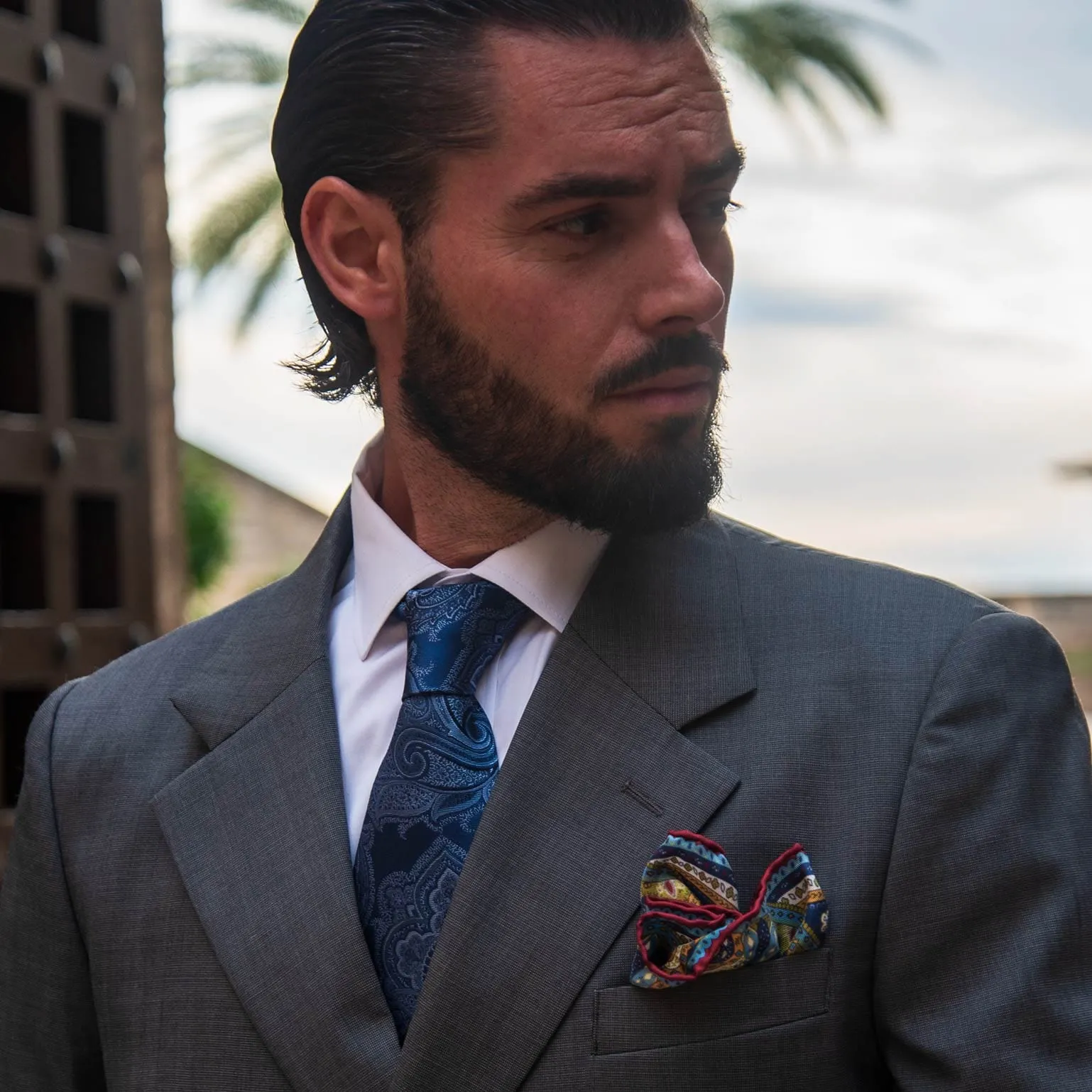 Lugano - Silk Pocket Square - Garnet