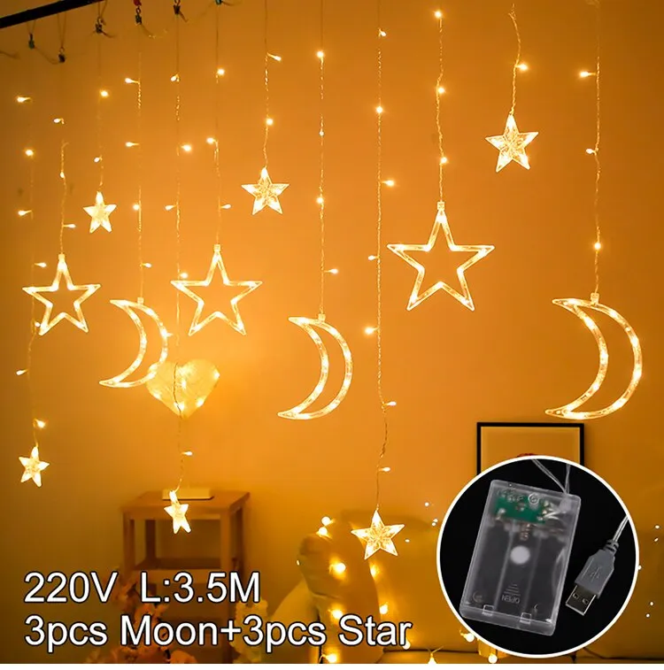 Moon Star Light EID Mubarak Ramadan Decoration