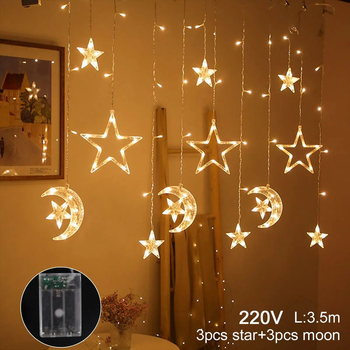 Moon Star Light EID Mubarak Ramadan Decoration
