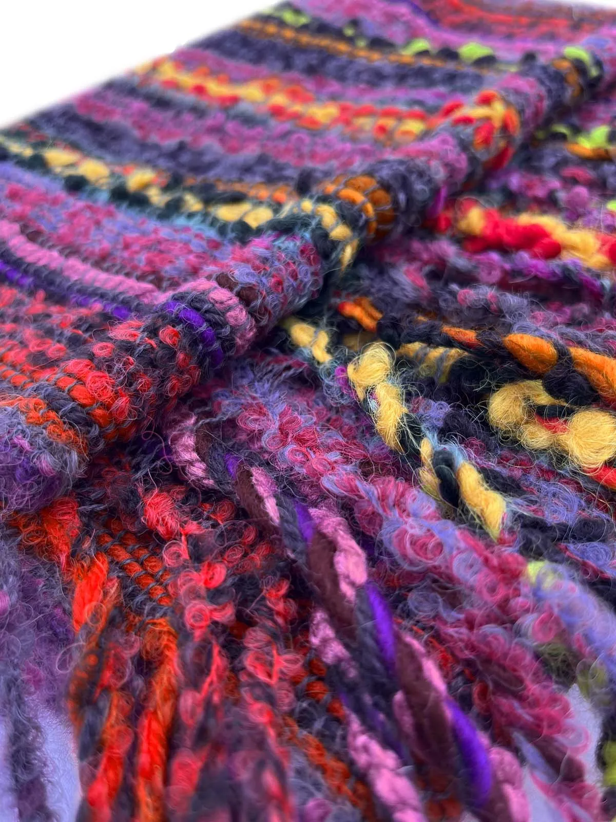 NEW! Fringe Alpaca Scarf - Boucle - Berry
