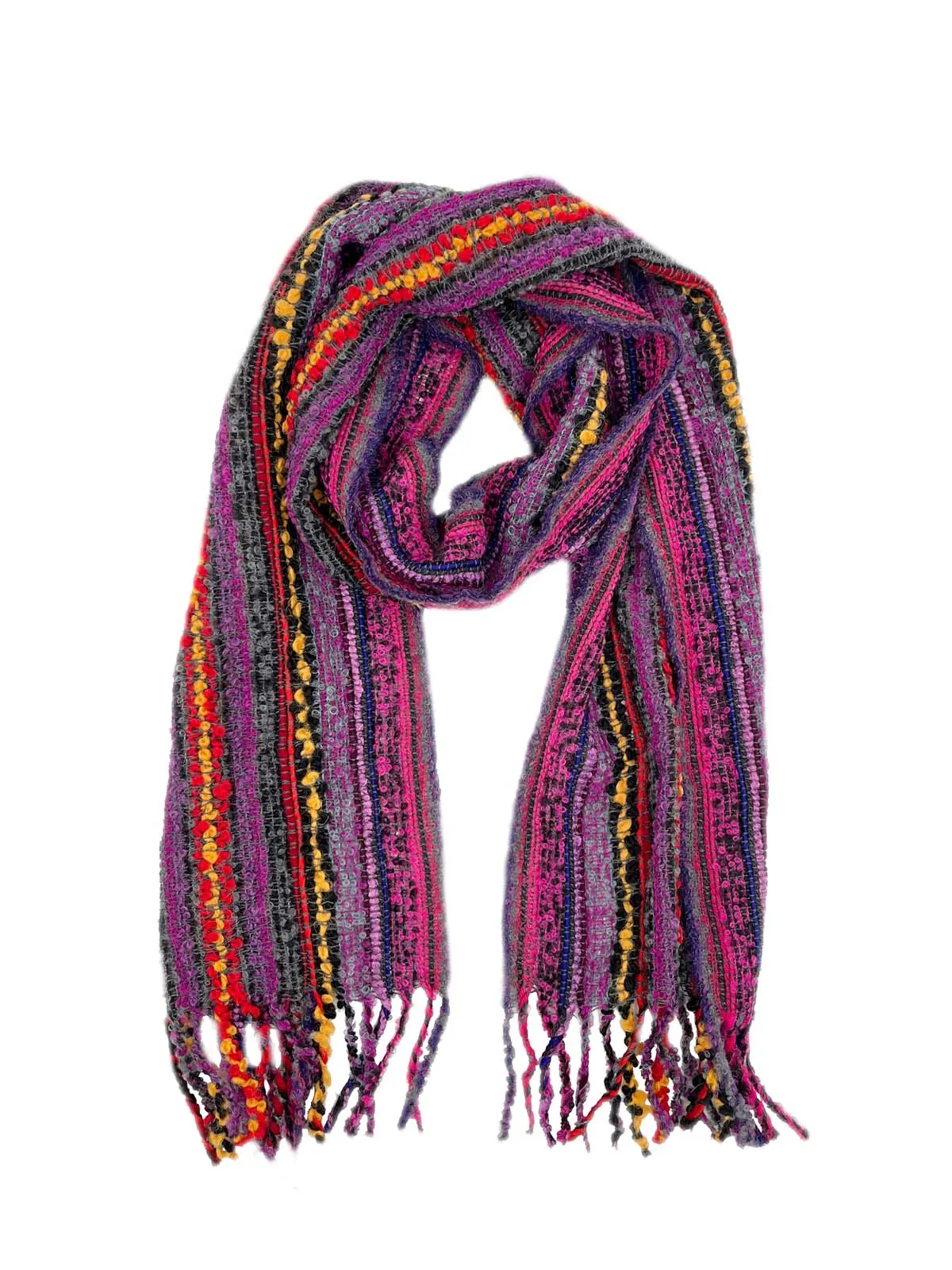 NEW! Fringe Alpaca Scarf - Boucle - Berry