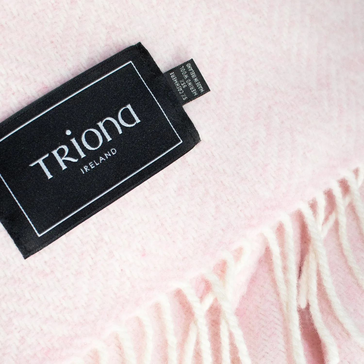 Pink & Cream Herringbone Merino & Cashmere Blanket