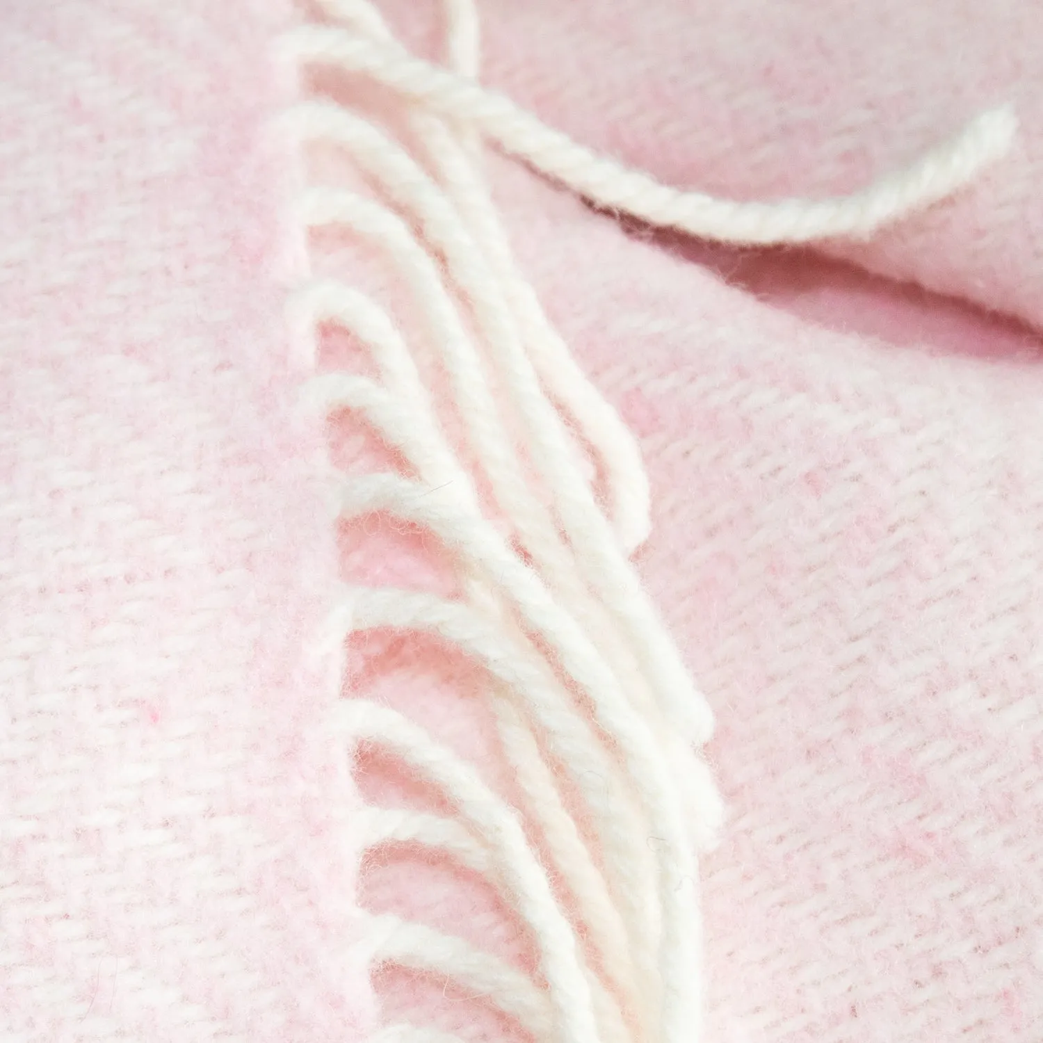 Pink & Cream Herringbone Merino & Cashmere Blanket