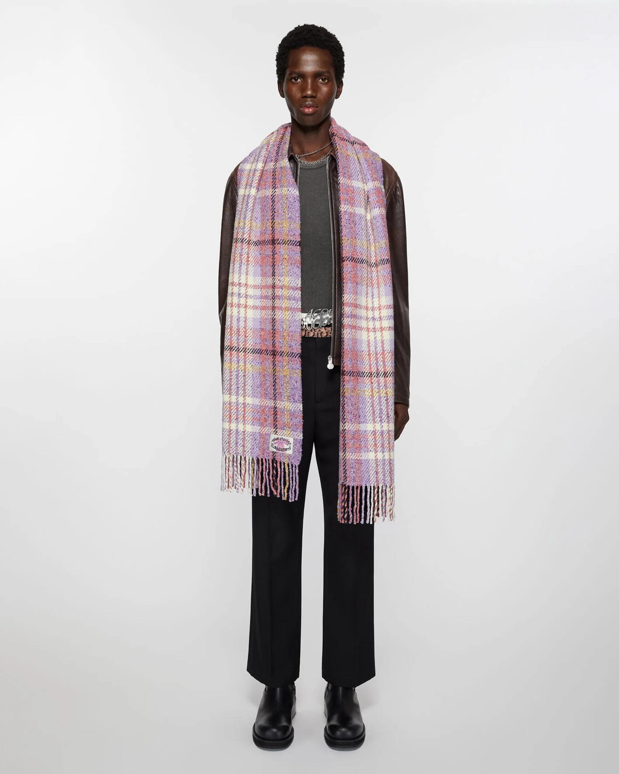Plaid Fringe Scarf
