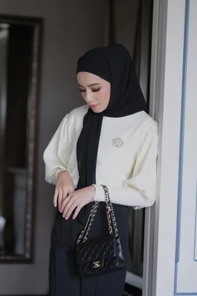 Puve Sweater - Broken White - Atasan Lengan Balon Bahan Knit - KW0420070