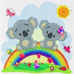 "Koala Bear Rainbow" Crystal Art Card Kit