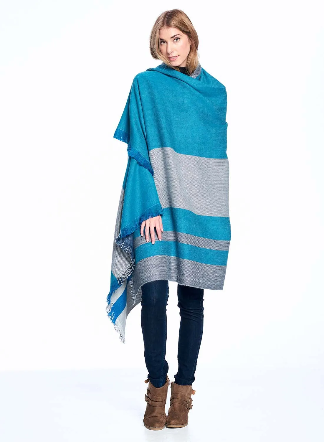 Reversible  Alpaca Throw Blanket- Blue Nile