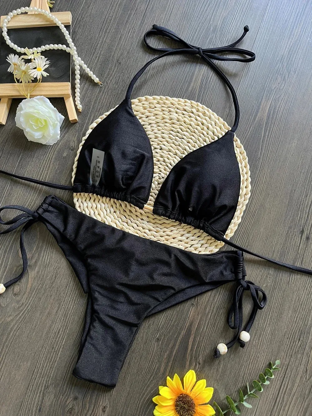 RUOTONSEPT Sexy Braiding rope Bandage Bikini Set Women's Swimsuit Two-piece Triangle Swimwear Bathing Suit Brazilian Biquinis