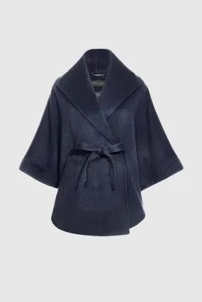 SENTALER CAPE WITH SHAWL COLLAR AND BELT