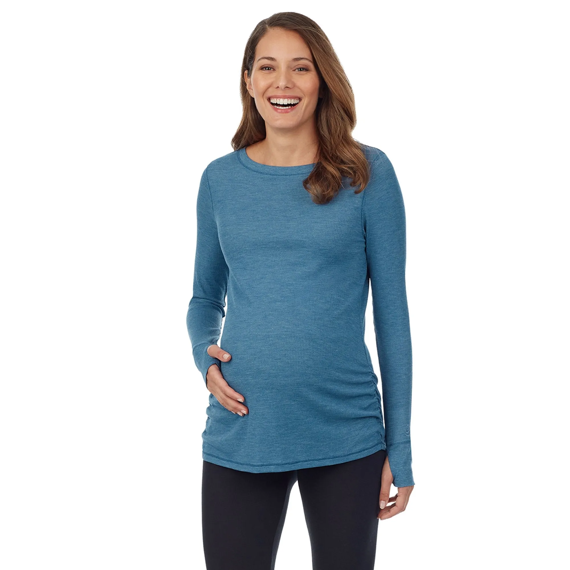 Stretch Thermal Maternity Long Sleeve Ballet Neck Top