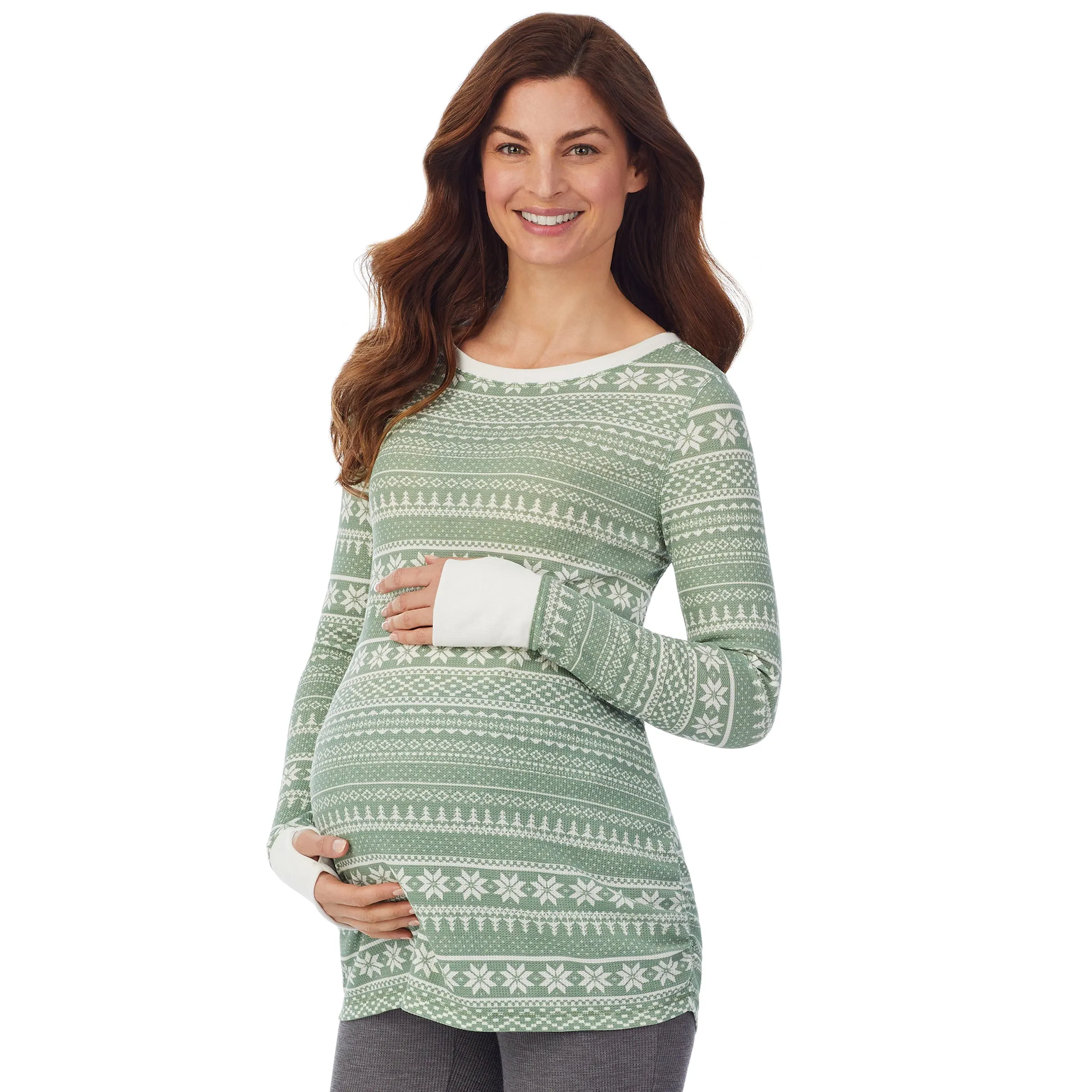 Stretch Thermal Maternity Long Sleeve Ballet Neck Top