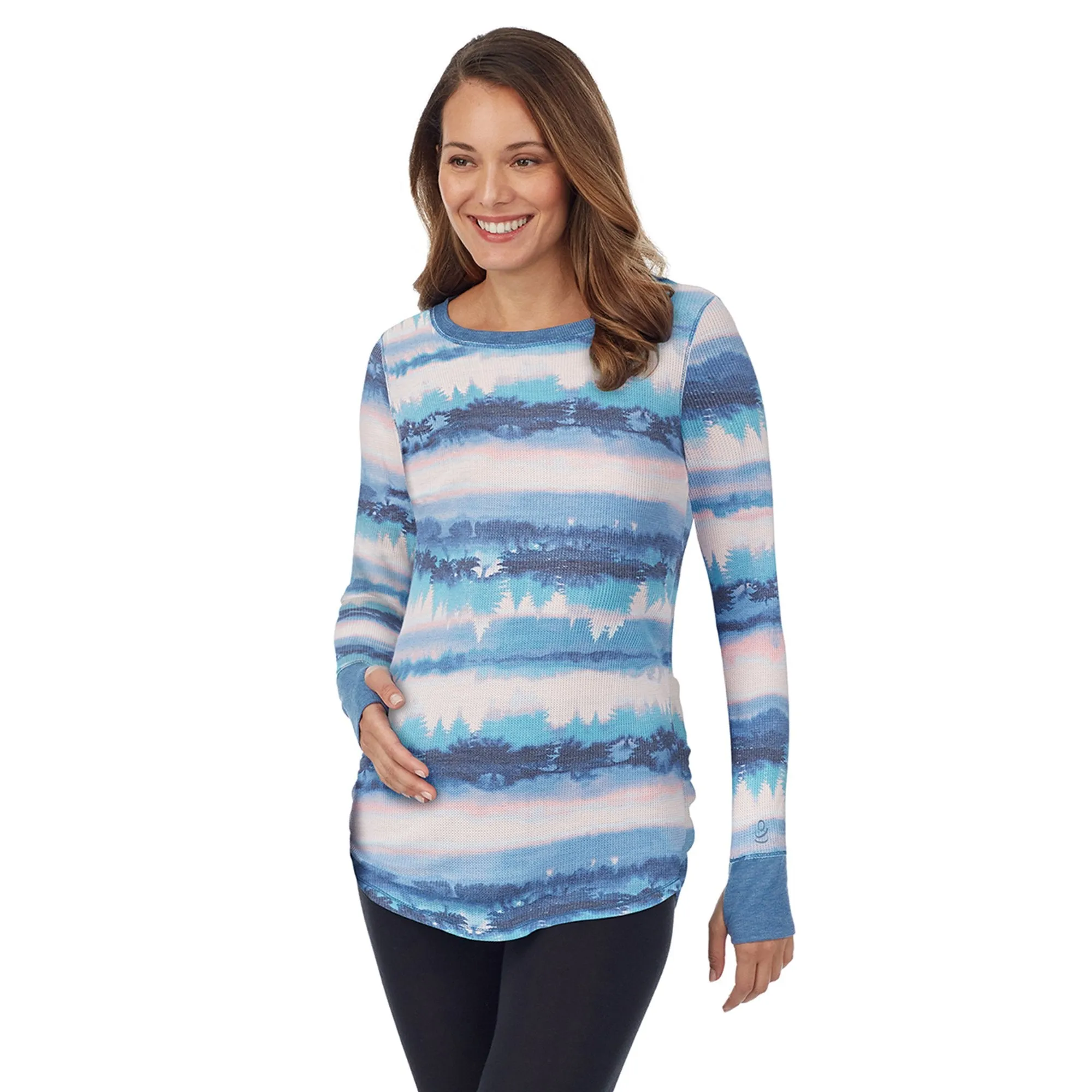 Stretch Thermal Maternity Long Sleeve Ballet Neck Top