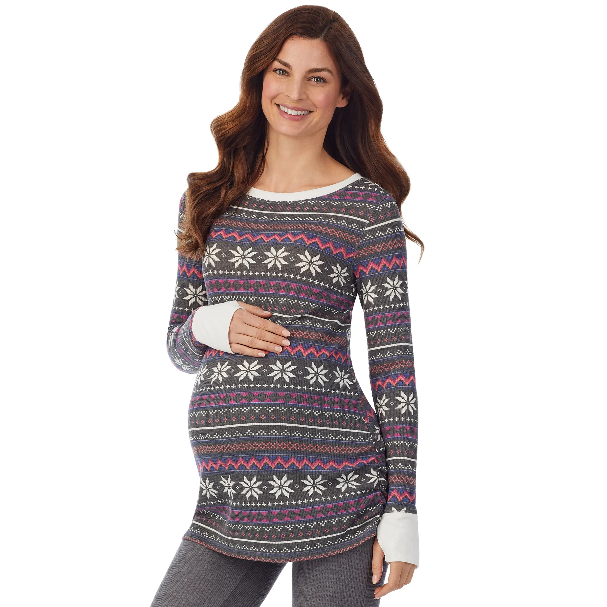 Stretch Thermal Maternity Long Sleeve Ballet Neck Top
