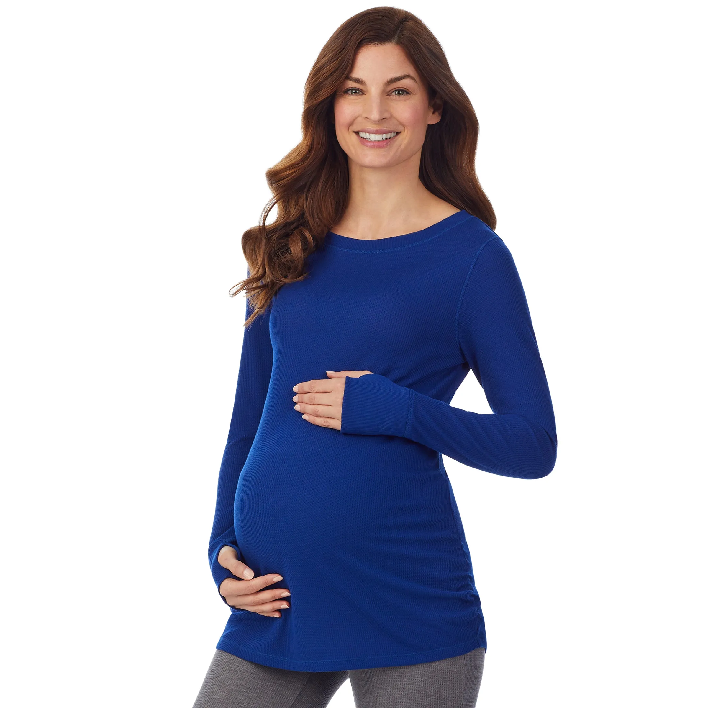 Stretch Thermal Maternity Long Sleeve Ballet Neck Top