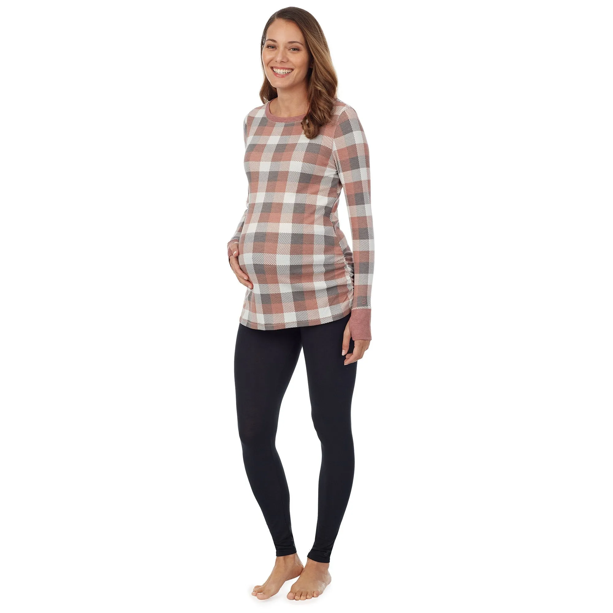 Stretch Thermal Maternity Long Sleeve Ballet Neck Top
