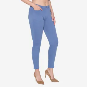 Women's  Cotton Stretchable Jeggings - Lt. Denim Blue